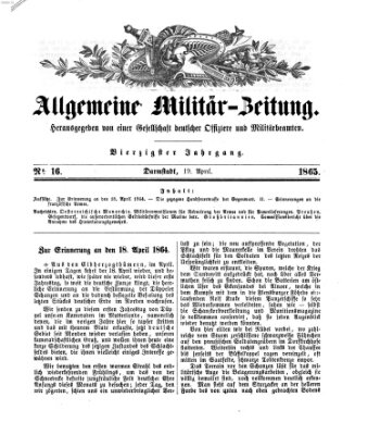Allgemeine Militär-Zeitung Mittwoch 19. April 1865