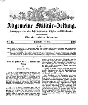 Allgemeine Militär-Zeitung Samstag 10. März 1866