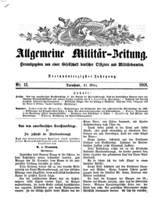 Allgemeine Militär-Zeitung Samstag 21. März 1868