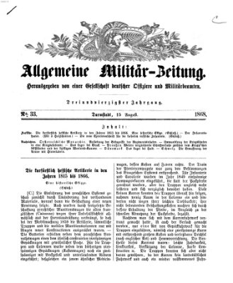 Allgemeine Militär-Zeitung Samstag 15. August 1868