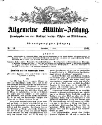 Allgemeine Militär-Zeitung Samstag 17. April 1869
