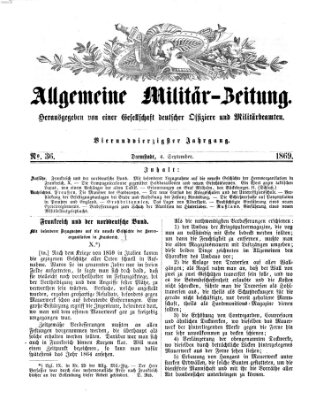 Allgemeine Militär-Zeitung Samstag 4. September 1869