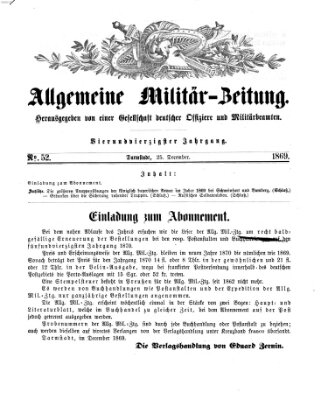 Allgemeine Militär-Zeitung Samstag 25. Dezember 1869