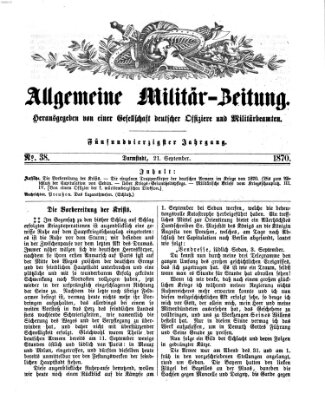 Allgemeine Militär-Zeitung Mittwoch 21. September 1870