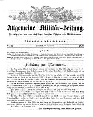 Allgemeine Militär-Zeitung Mittwoch 21. Dezember 1870