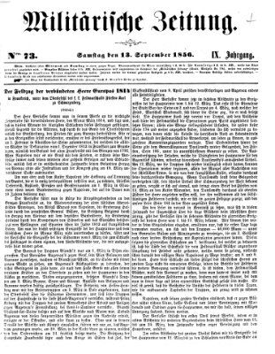 Militärische Zeitung (Militär-Zeitung) Samstag 13. September 1856