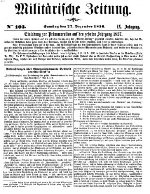 Militärische Zeitung (Militär-Zeitung) Samstag 27. Dezember 1856