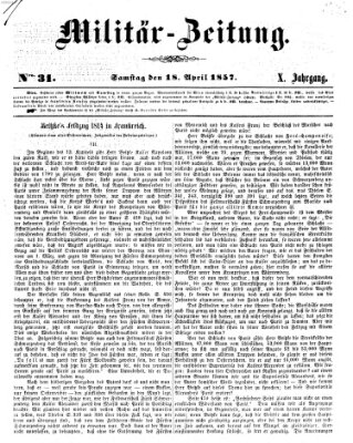 Militär-Zeitung Samstag 18. April 1857
