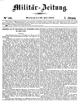 Militär-Zeitung Mittwoch 22. Juli 1857