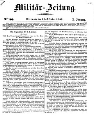 Militär-Zeitung Mittwoch 28. Oktober 1857