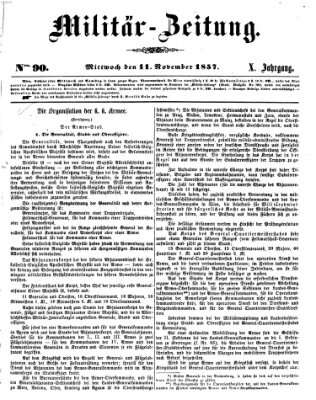 Militär-Zeitung Mittwoch 11. November 1857