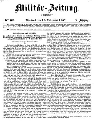 Militär-Zeitung Mittwoch 18. November 1857