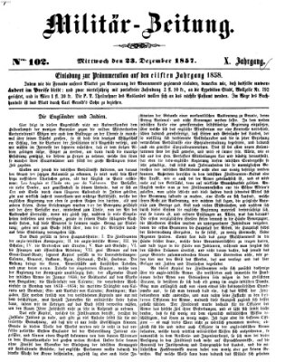 Militär-Zeitung Mittwoch 23. Dezember 1857