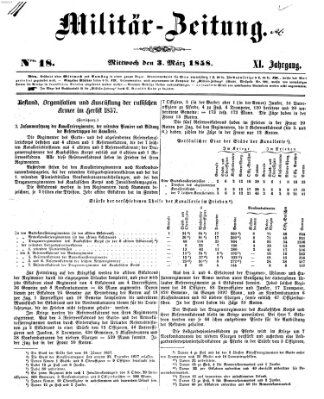 Militär-Zeitung Mittwoch 3. März 1858
