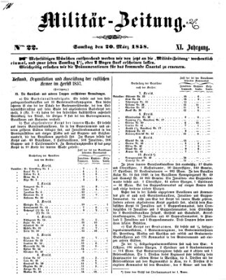 Militär-Zeitung Samstag 20. März 1858