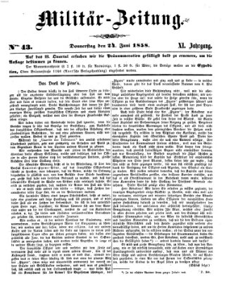 Militär-Zeitung Donnerstag 24. Juni 1858