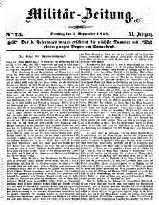 Militär-Zeitung Dienstag 7. September 1858