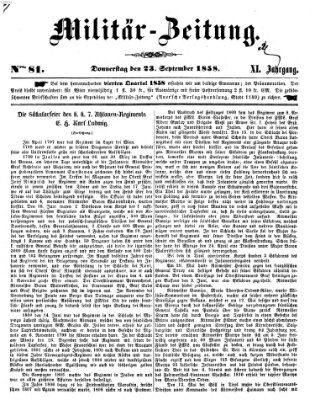 Militär-Zeitung Donnerstag 23. September 1858