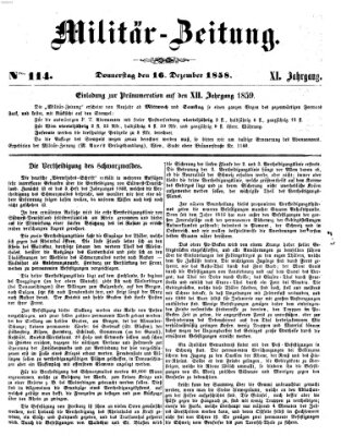 Militär-Zeitung Donnerstag 16. Dezember 1858