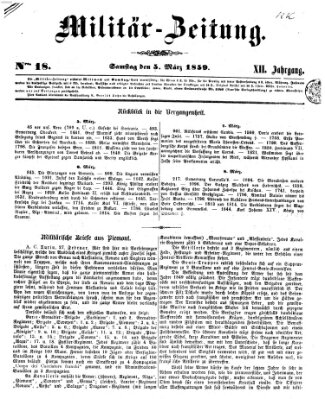 Militär-Zeitung Samstag 5. März 1859