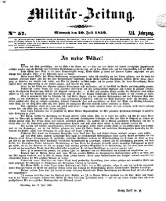 Militär-Zeitung Mittwoch 20. Juli 1859