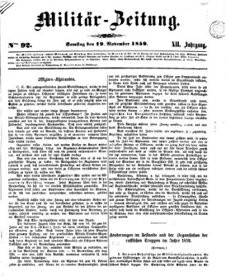 Militär-Zeitung Samstag 19. November 1859