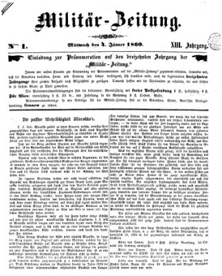 Militär-Zeitung Mittwoch 4. Januar 1860