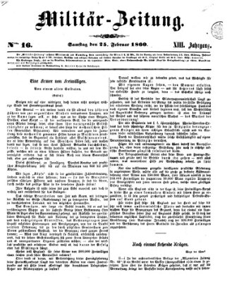 Militär-Zeitung Samstag 25. Februar 1860