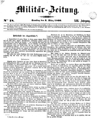Militär-Zeitung Samstag 3. März 1860