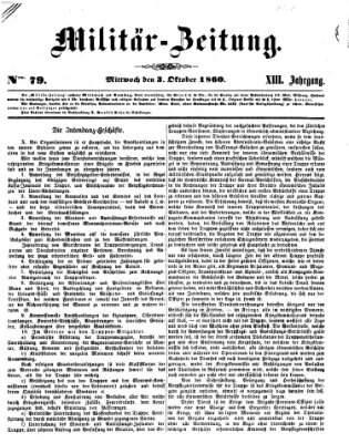 Militär-Zeitung Mittwoch 3. Oktober 1860