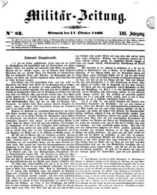 Militär-Zeitung Mittwoch 17. Oktober 1860