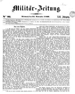 Militär-Zeitung Mittwoch 21. November 1860