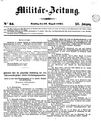 Militär-Zeitung Samstag 10. August 1861