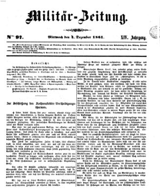 Militär-Zeitung Mittwoch 4. Dezember 1861
