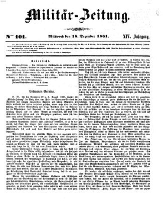 Militär-Zeitung Mittwoch 18. Dezember 1861