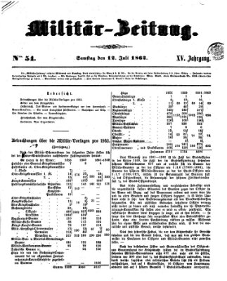 Militär-Zeitung Samstag 12. Juli 1862