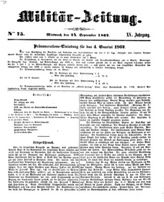 Militär-Zeitung Mittwoch 24. September 1862