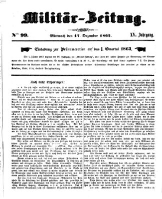 Militär-Zeitung Mittwoch 17. Dezember 1862