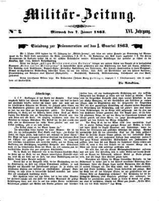 Militär-Zeitung Mittwoch 7. Januar 1863