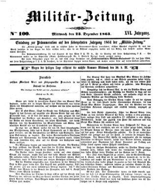 Militär-Zeitung Mittwoch 23. Dezember 1863