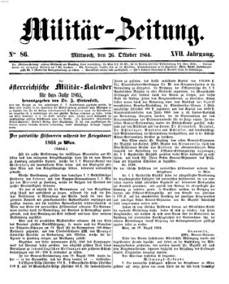 Militär-Zeitung Mittwoch 26. Oktober 1864
