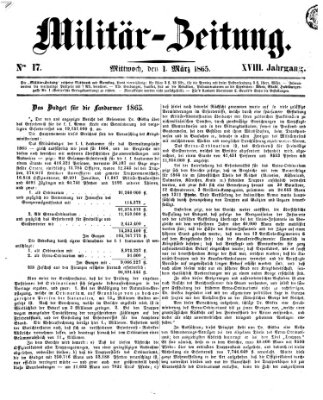 Militär-Zeitung Mittwoch 1. März 1865