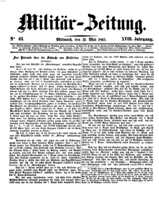 Militär-Zeitung Mittwoch 31. Mai 1865