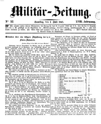 Militär-Zeitung Samstag 1. Juli 1865