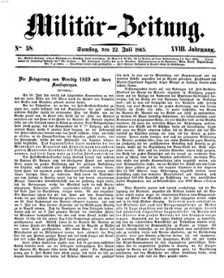 Militär-Zeitung Samstag 22. Juli 1865