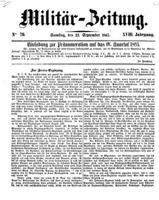 Militär-Zeitung Samstag 23. September 1865
