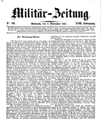 Militär-Zeitung Mittwoch 8. November 1865