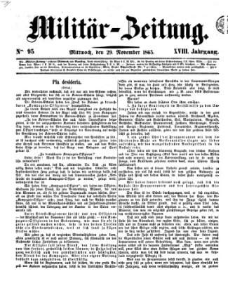 Militär-Zeitung Mittwoch 29. November 1865