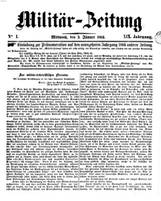Militär-Zeitung Mittwoch 3. Januar 1866