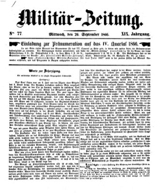 Militär-Zeitung Mittwoch 26. September 1866